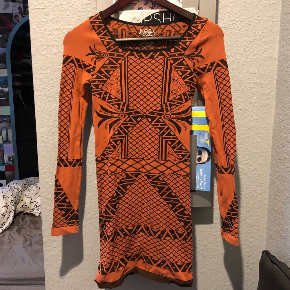 Free People Angles of Intarsia Orange Bodycon